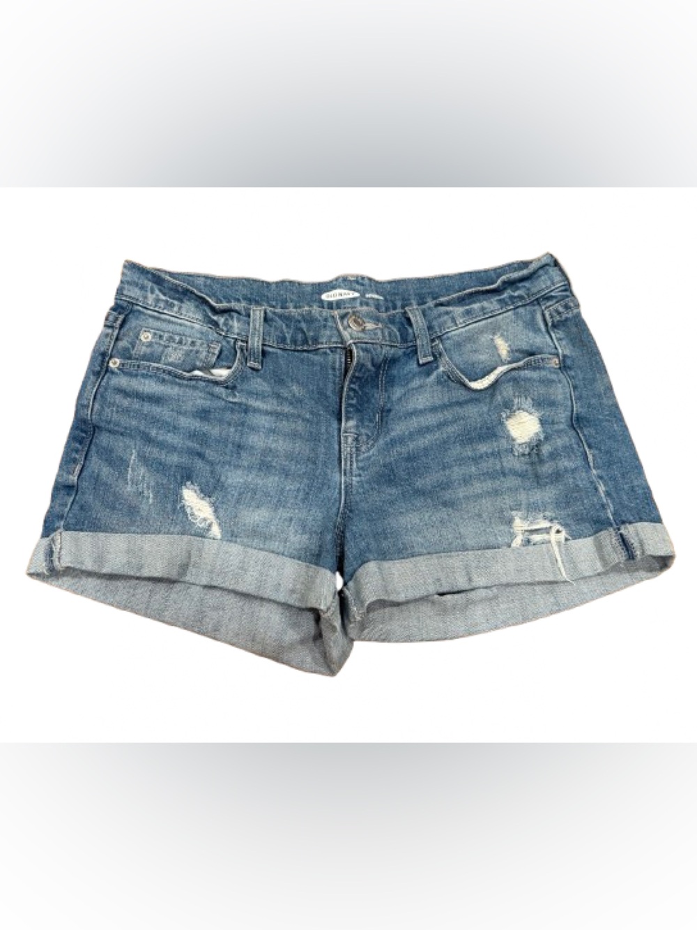 Old Navy Women’s Blue Denim Rolled Cuff Distressed Shorts Size 6